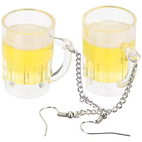 Beer Mug Earrings Dangle Drop Accessory Funny for Women The Chain Girls Alloy Dangler