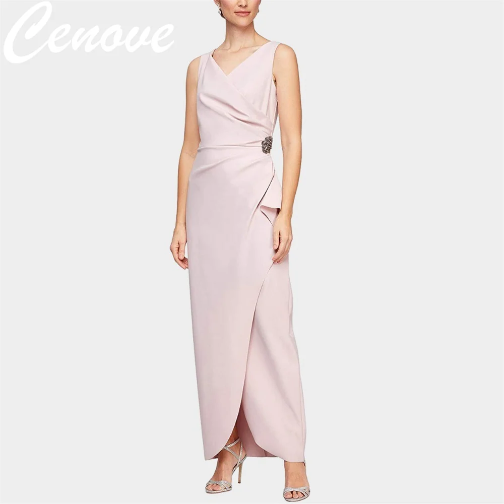 

Cenove V Neckline Prom Dress Ankle-Length With Short Sleeves Evening Summer Party Dress For Women2023