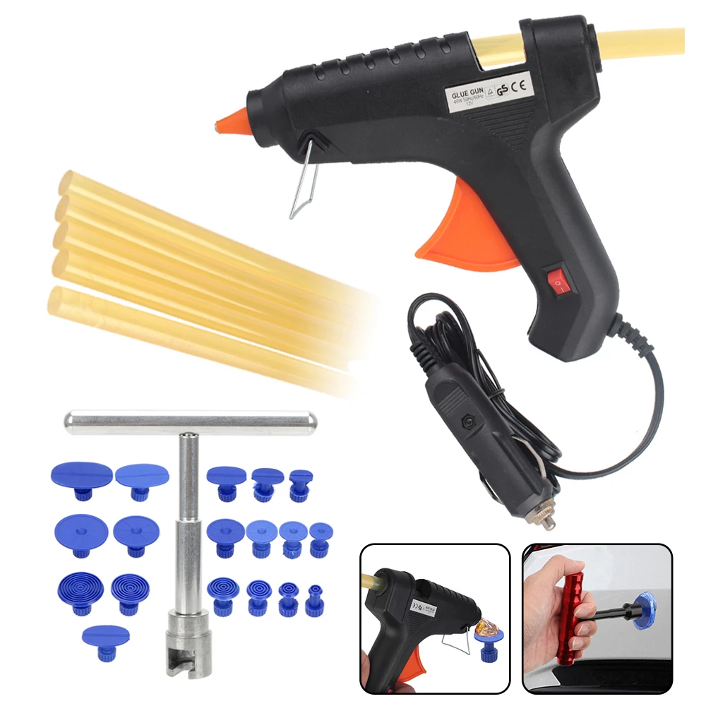 Cigarette Light Plug Glue Gun, 12V 40W, 11mm Glue Sticks, Extrator Dent do carro, Ferramentas de reparo, Auto Care, Garagem Set, Acessórios para caminhão, 5Pcs