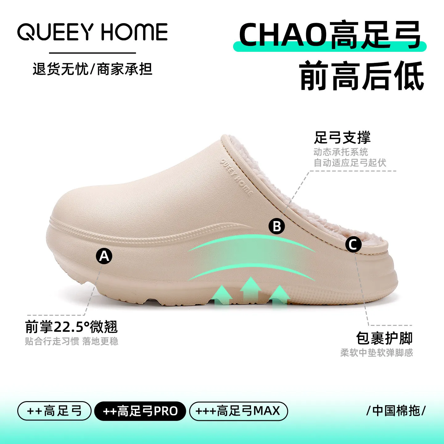 Cotton slippers women's 2026 new winter indoor arch support thick bottom arch support cotton mop