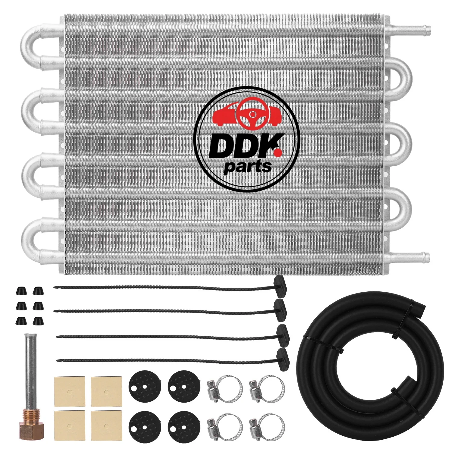 Universal Transmission Oil Cooler Kit Engine Fin Design Hose Mounting Ultra-Cool Tube Radiator Aluminium 4 6 8 Pass Tube