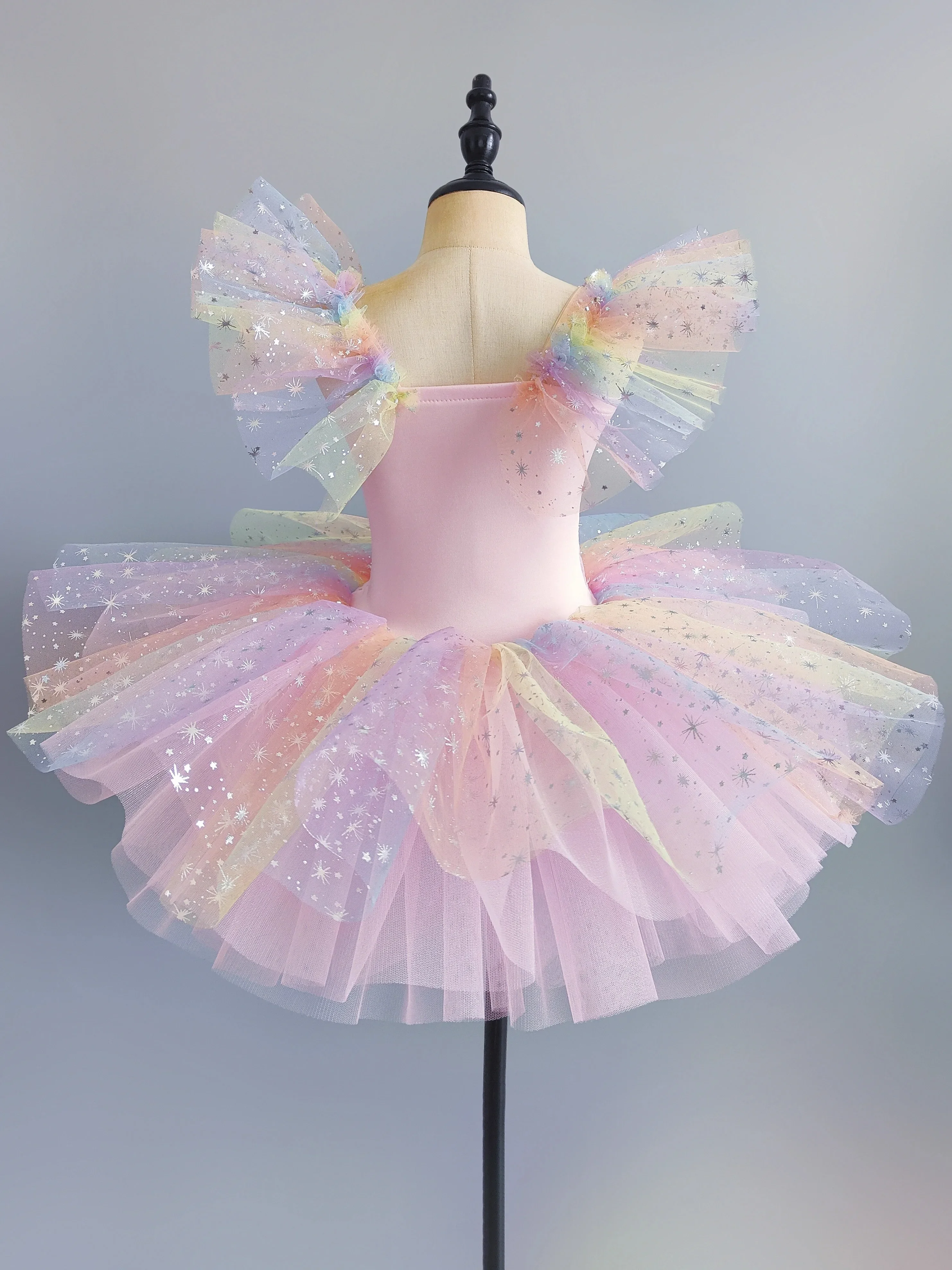 Vestito da balletto per bambini Sette colori Ragazze Bambini Vestito da principessa con paillettes Tutu di balletto DanceClothes Performance Tutu Gonne
