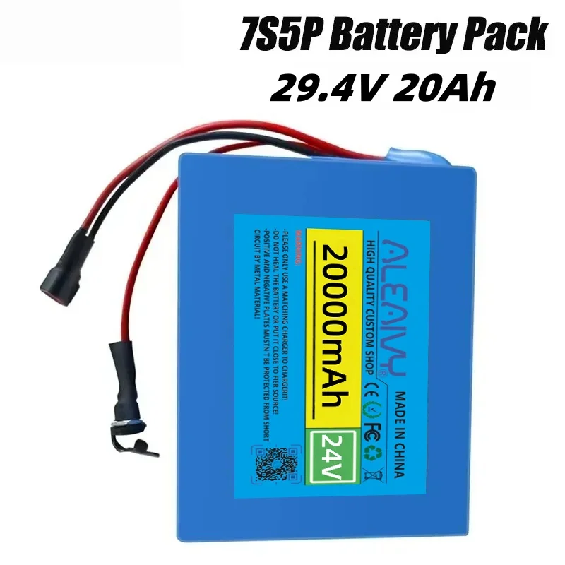 

7S5P 18650 Lithium Battery Pack 24V 80Ah 15A BMS 500W 29.4V 20000mAh for Wheelchair Electric Vehicle Plus 2A Charger