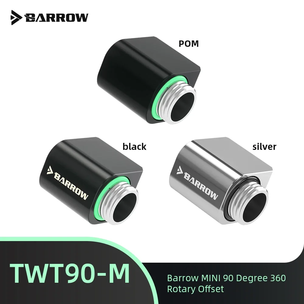 Barrow 90 Degree 360 Rotary TWT90-M G1/4 Black Silver POM Rotary Hard Tube Adapter PC Liquid Cooling Build Connector