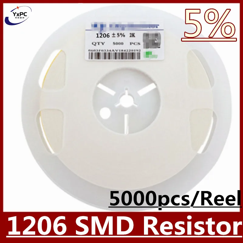 

5000pcs 1206 5% SMD resistor 0R ~ 10M 1/4W 0 1 10 100 150 220 330 ohm 1K 2.2K 10K 100K 0R 1R 10R 100R 150R 220R 330R 1M 10M