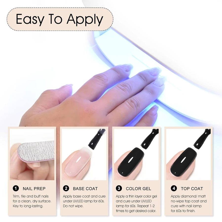 10 ml schwarzer Nagel-Gel-Nagellack, Soak Off UV-LED-Lack, Maniküre-Werkzeuge, Design für Zuhause, Salon, Nagelkunst, DIY, Winter, für coole Mädchen – Detail 1