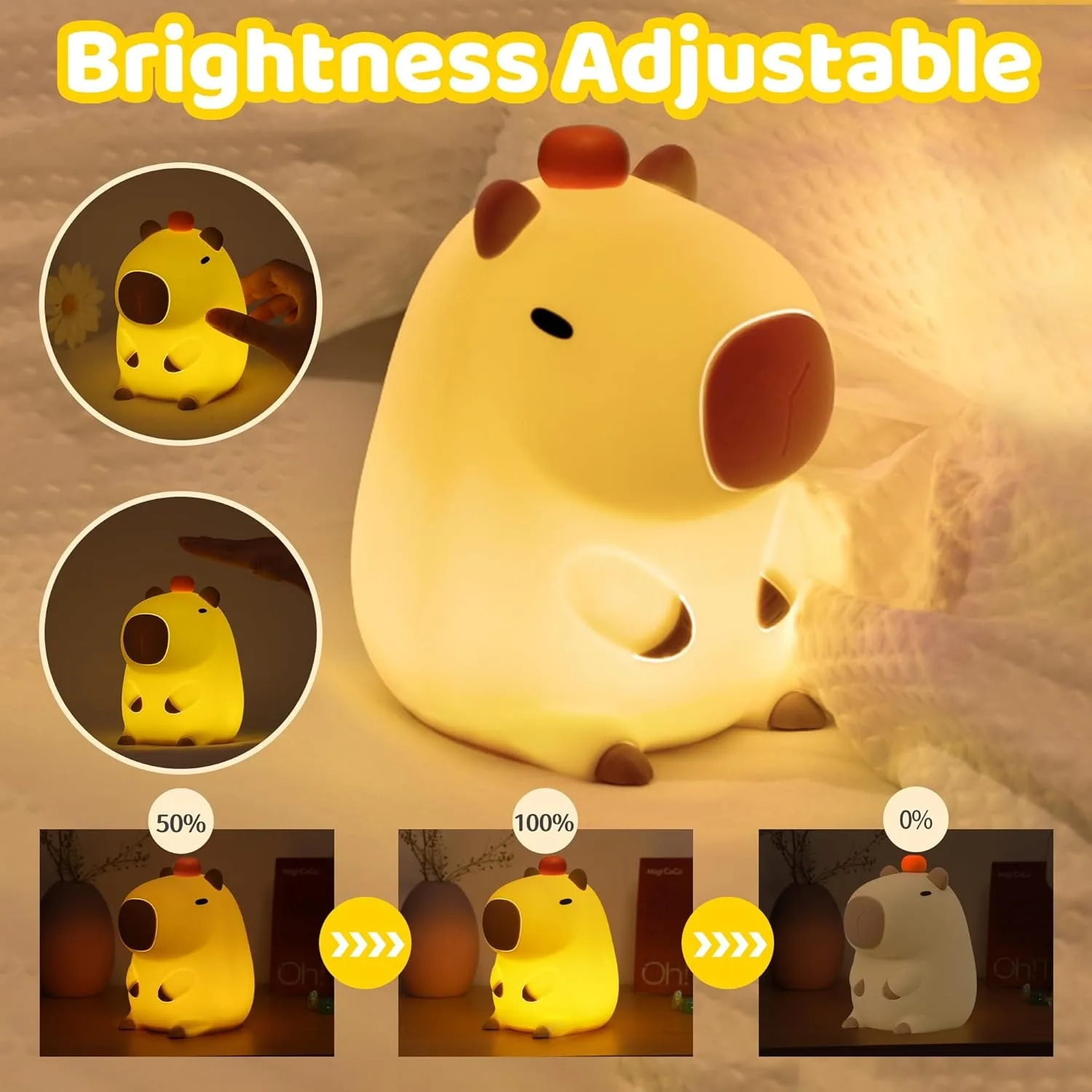 

Cute Kids Night Light Animal Shape with 3 Changing Modes USB-C Rechargeable LED Night Light & Remote Control for Baby Gifts