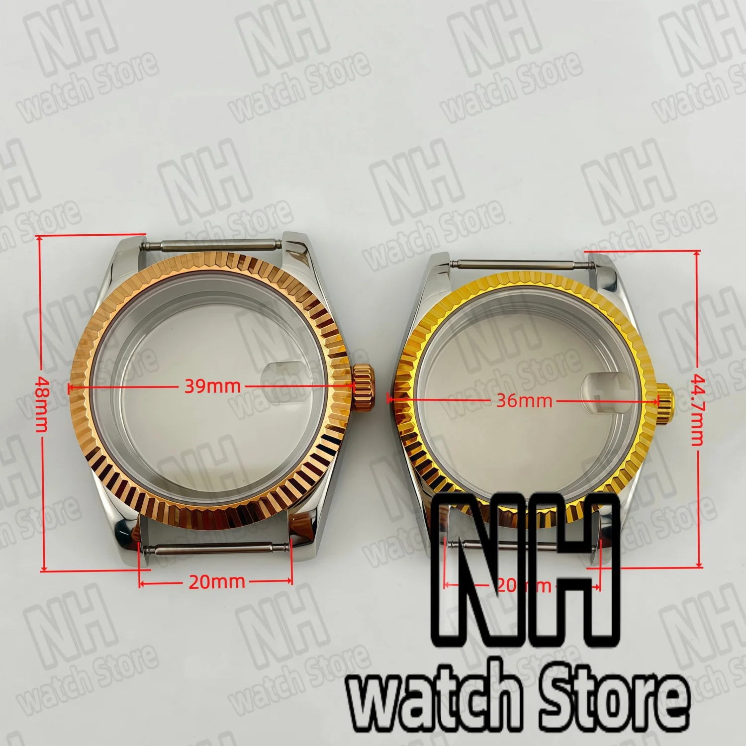 NH DD36mm 39mm Silver Gold RoseGold Watch Case Sapphire Glass Waterproof Fit NH34 NH35 NH36 PT5000 ETA2824 Miyota 8285 Movement
