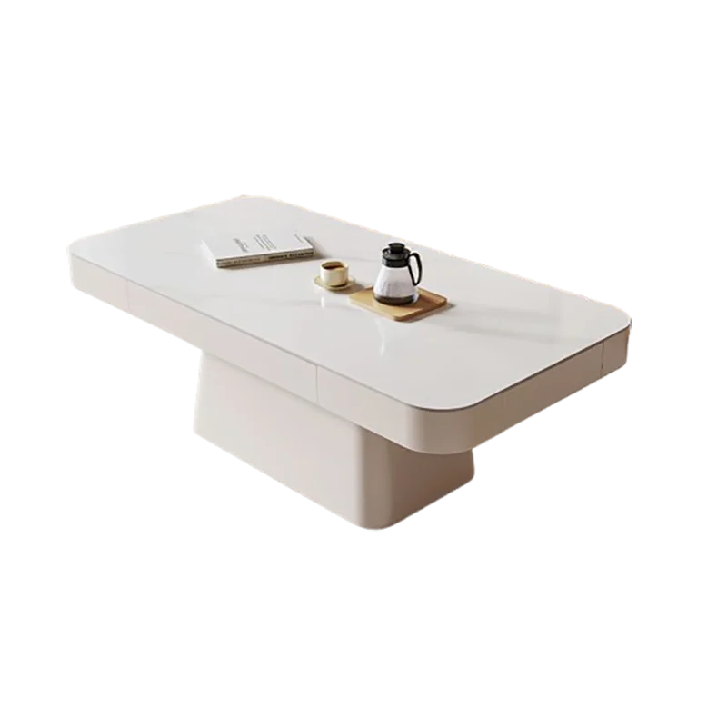 Modern Minimalist Coffee Tables Movable Design French Wheeled Coffee Tables Storage Multifunction Table Basse Salon Furniture