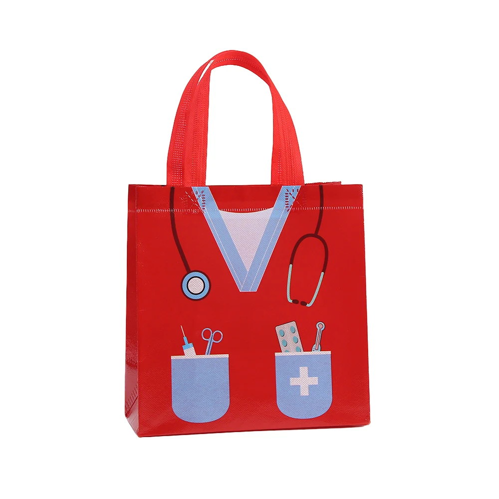 12 Stück Geschenktüten aus Vliesstoff zum Thema Krankenschwester-Tag, Süßigkeiten- und Kekstüten für Arzt- und Krankenschwester-Abschlussfeiern – Detail 7