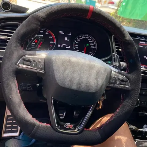 Süet Örgü Araba direksiyon kılıfı Koltuk Leon Cupra R Leon ST Cupra Leon ST Cupra Ateca Cupra Ateca FR Araba Aksesuarları
