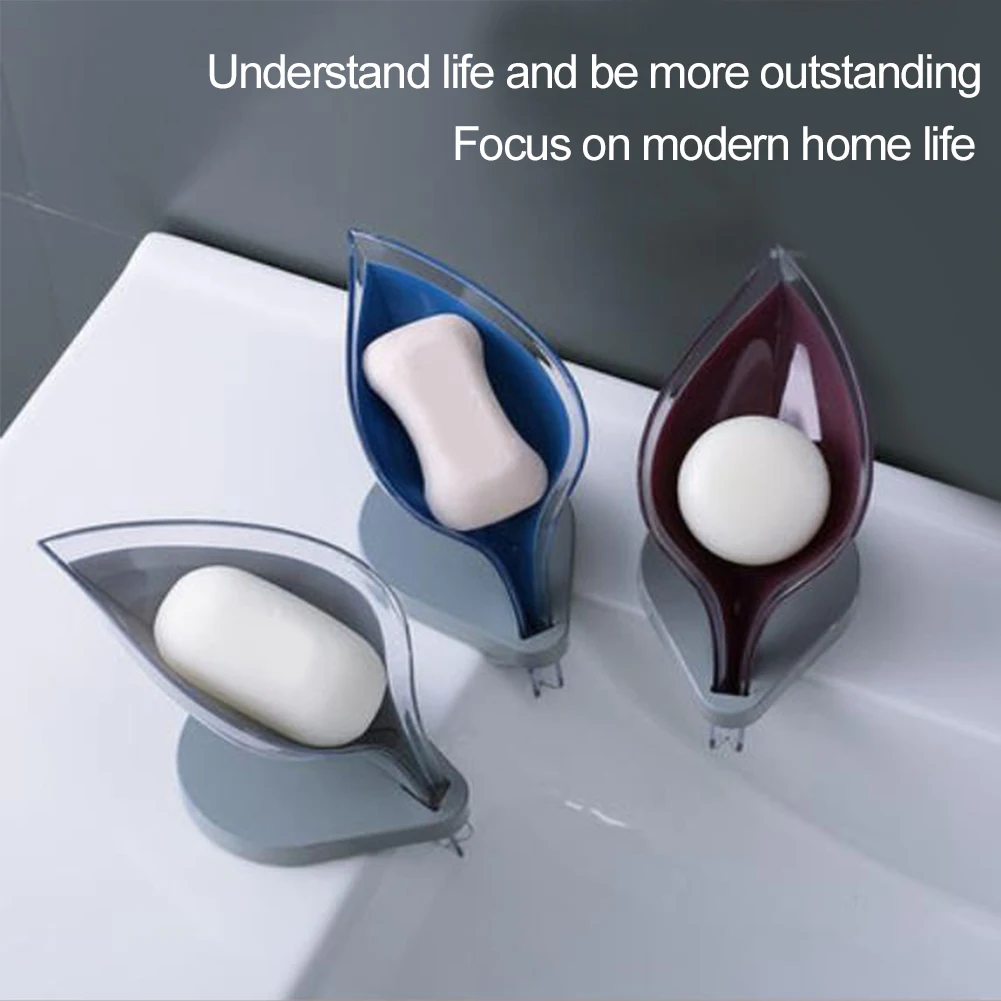 1Piece Bathroom Leaf Shape Soap Box Drain Soap Holder Sponge Storage Tray Soap Dishes Bathroom Shower Soap Container