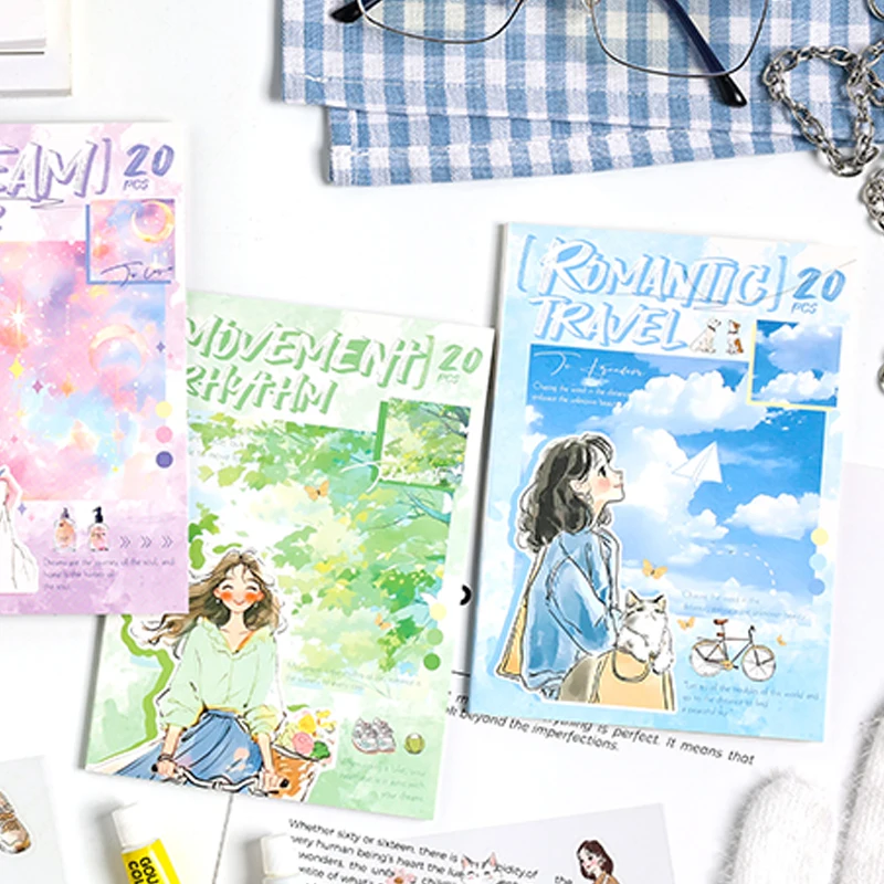 Mr. Paper 20Pcs/bag Character Scenic Sticker Book Cute Stationery Stickers Handbook Material Stickers DIY Creative Decoration