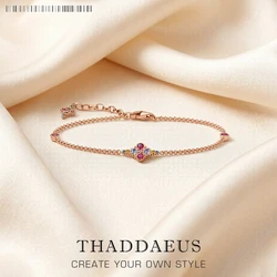 Royalty Rose Gold Plated Bracelets New Link Chain 925 Sterling Silver Fashion Artistic Jewelry Victorian Age Gift For Women