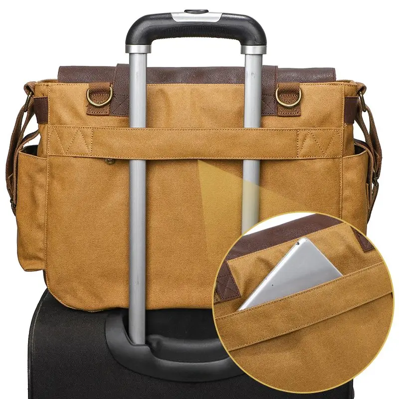 حقيبة ساعي البريد للرجال من القماش الجلدي الكلاسيكي لعام 2026 - حقيبة كتف عصرية بحمالة كتف كاجوال