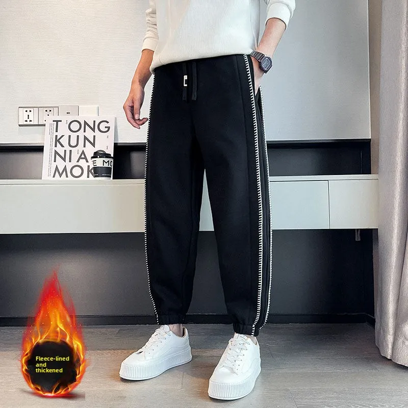 

Men's Winter Casual Pants Small Size S Fce Lined Cuffed Thermal Loose Fit Spor Autumn Cotton Polyester Blend