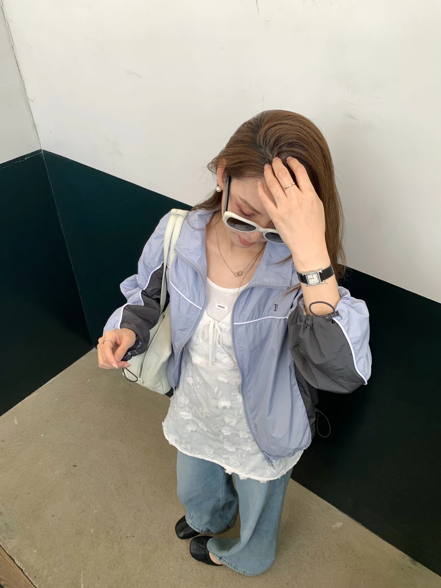 

Женская ветрозащитная дышащая куртка Landbeige Aron Color Blo с длинными рукавами, защитой от солнца, на молнии, с воротником-стойкой