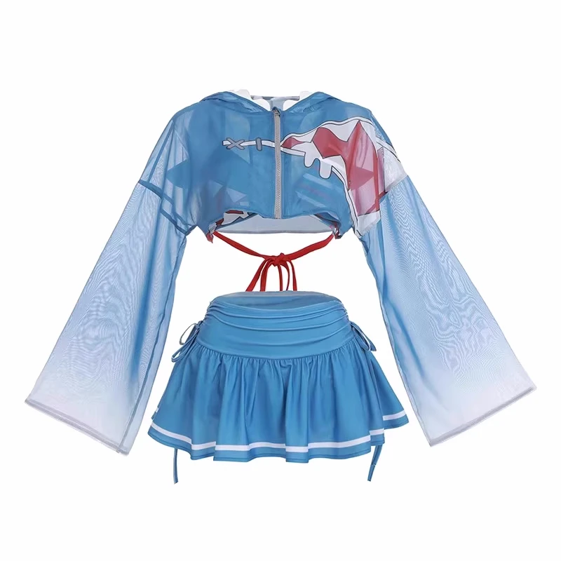 Anime Vtuber Hololive Gawr Gura Cosplay Costume Women Girls Swimsuit Halloween Carnival Outfit Swimwear Summer Beach Swimsuits