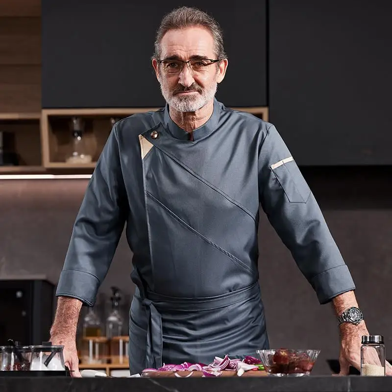 

Мужская рабочая униформа повара с длинным рукавом, одежда для кухни, ресторана, отеля, столовой, осенне-зимняя рабочая одежда, китайский бренд YuLinang