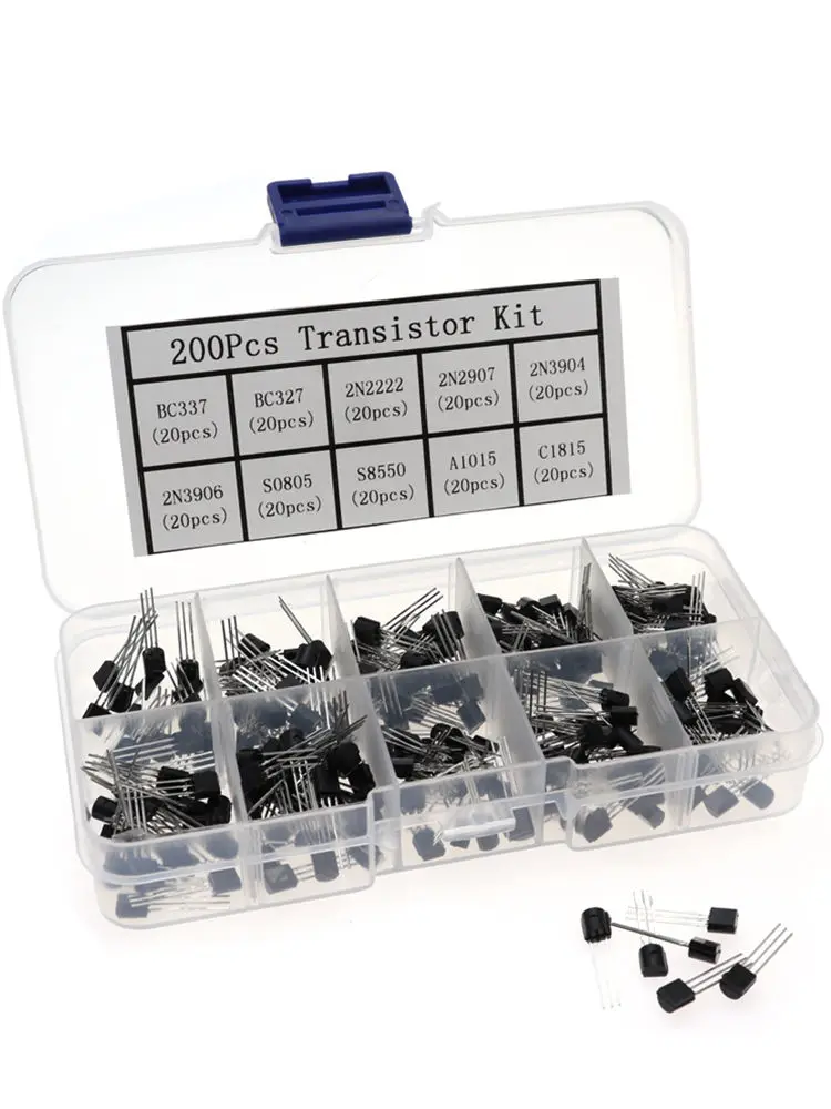 200 قطعة BC337 BC327 2N2222 2N2907 2N3904 2N3906 S8050 S8550 A1015 C1815 مجموعة متنوعة من الترانزستور 10 قيمة صندوق الترانزستورات #4
