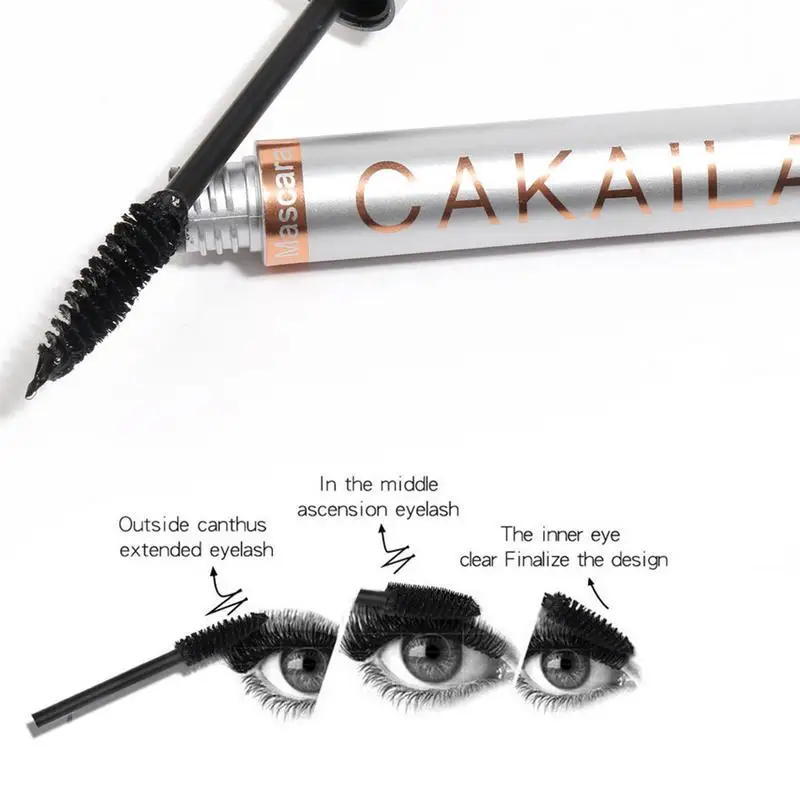 Black Mascara 3D Silk Fiber Mascara 24H Waterproof Extra Volume Smudge-proof Curling Lengthening Eyelash Extension Eye Makeup