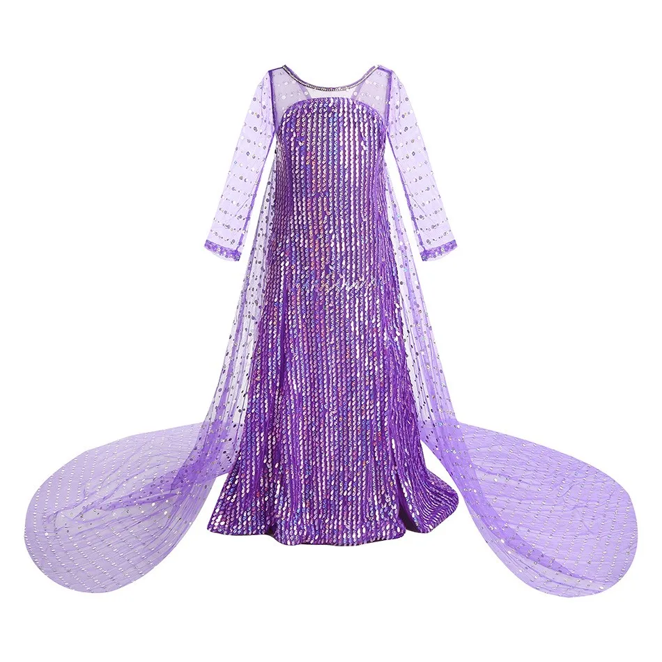 2024 Disney Purple Costumes for Girls Asha Elsa Rapunzel Cosplay Princess Dress for Girls Christmas Birthday Stage Performance