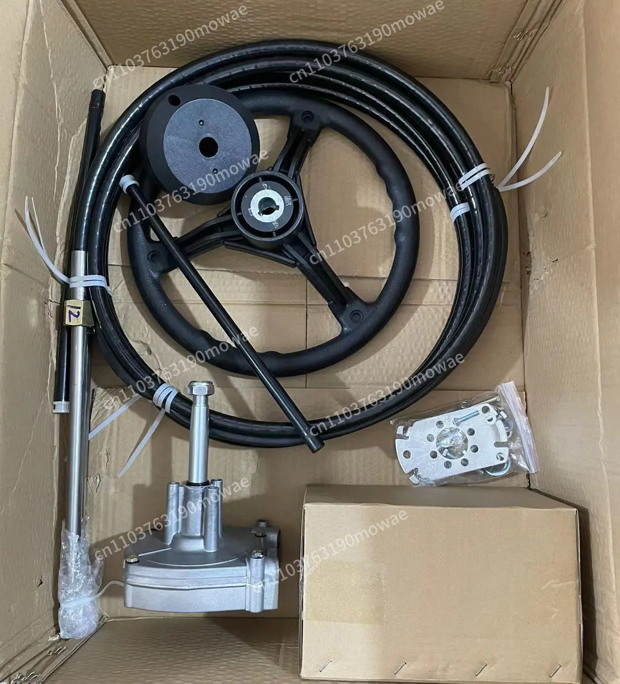 

Marine Outboard Mechanical Steering System Kit With Steering Control Cable 10FT and Steering Wheel 13.5 Inch For Yacht Speedboat