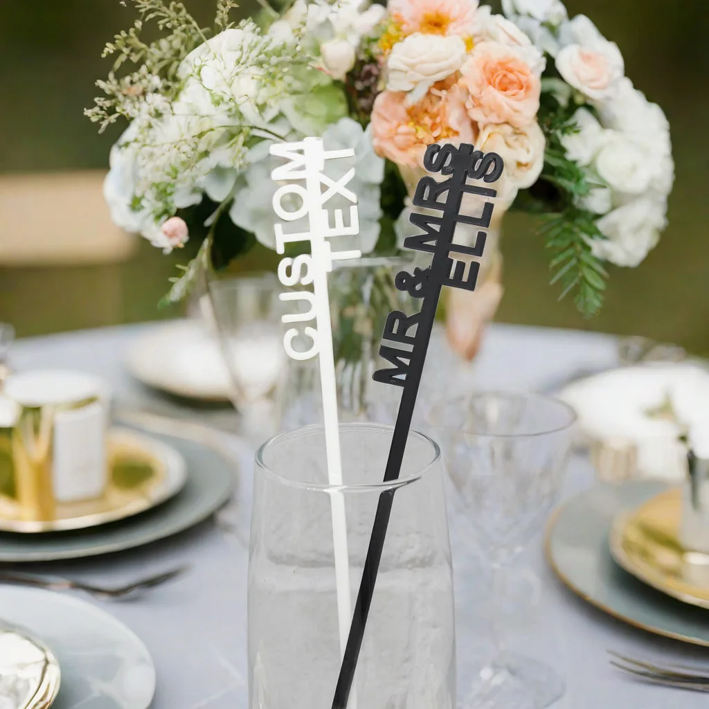 

12/60/120pcs Personalized Acrylic Party Drink Stirs Cocktail Stirrers Baptism souvenir Customized Wedding Decoratio