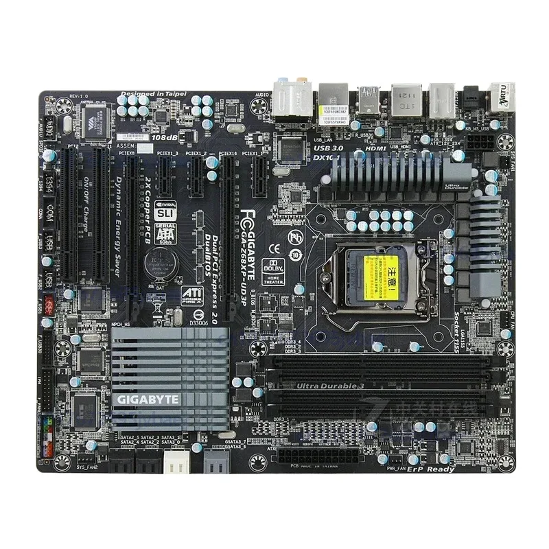 لجيجابايت Z68XP UD3P اللوحة الأم Z68 LGA1155 4 * DDR3 32G HDMI ATX تم اختبارها بشكل جيد