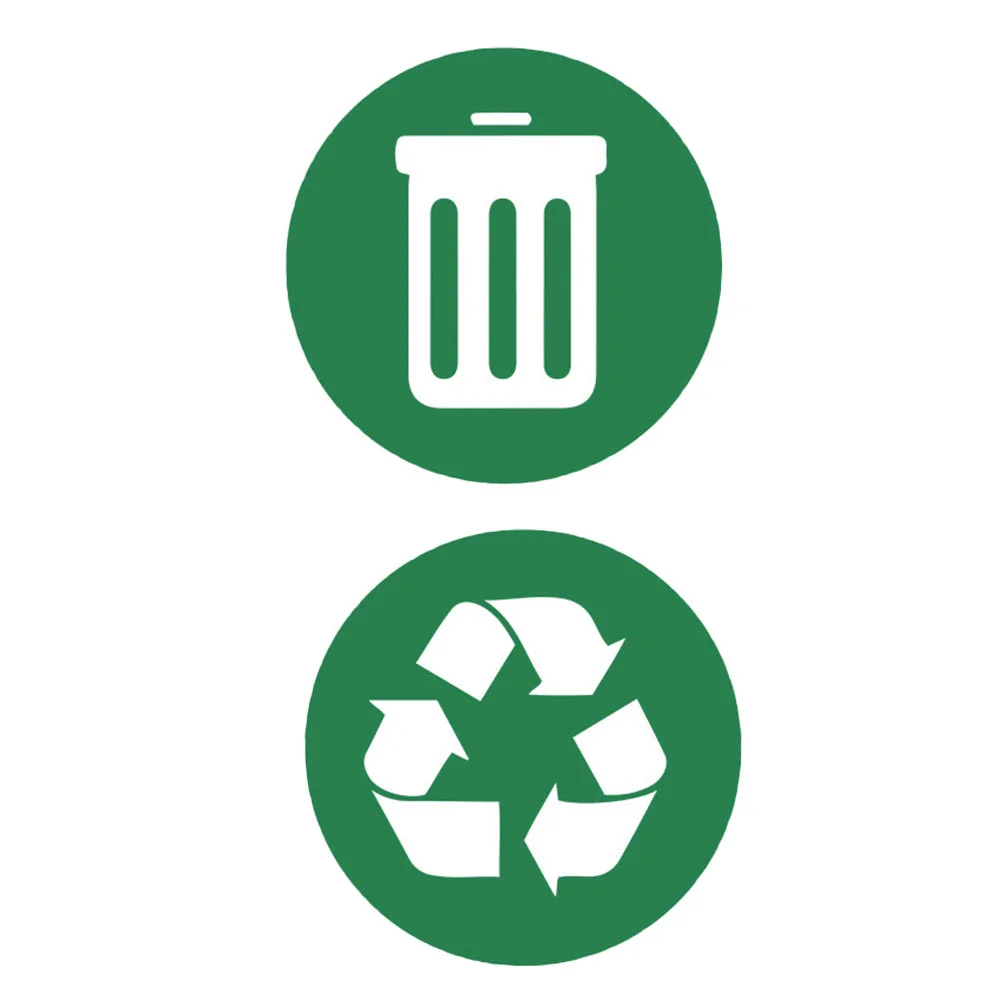 

2 Pcs Label Trash Can Stickers Circle Recycle Sign Decal Pvc Recycling Waste Container