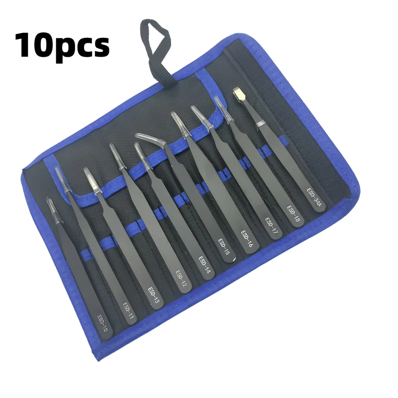 Anti-Static Stainless Steel Tweezers Set, Precision Industri