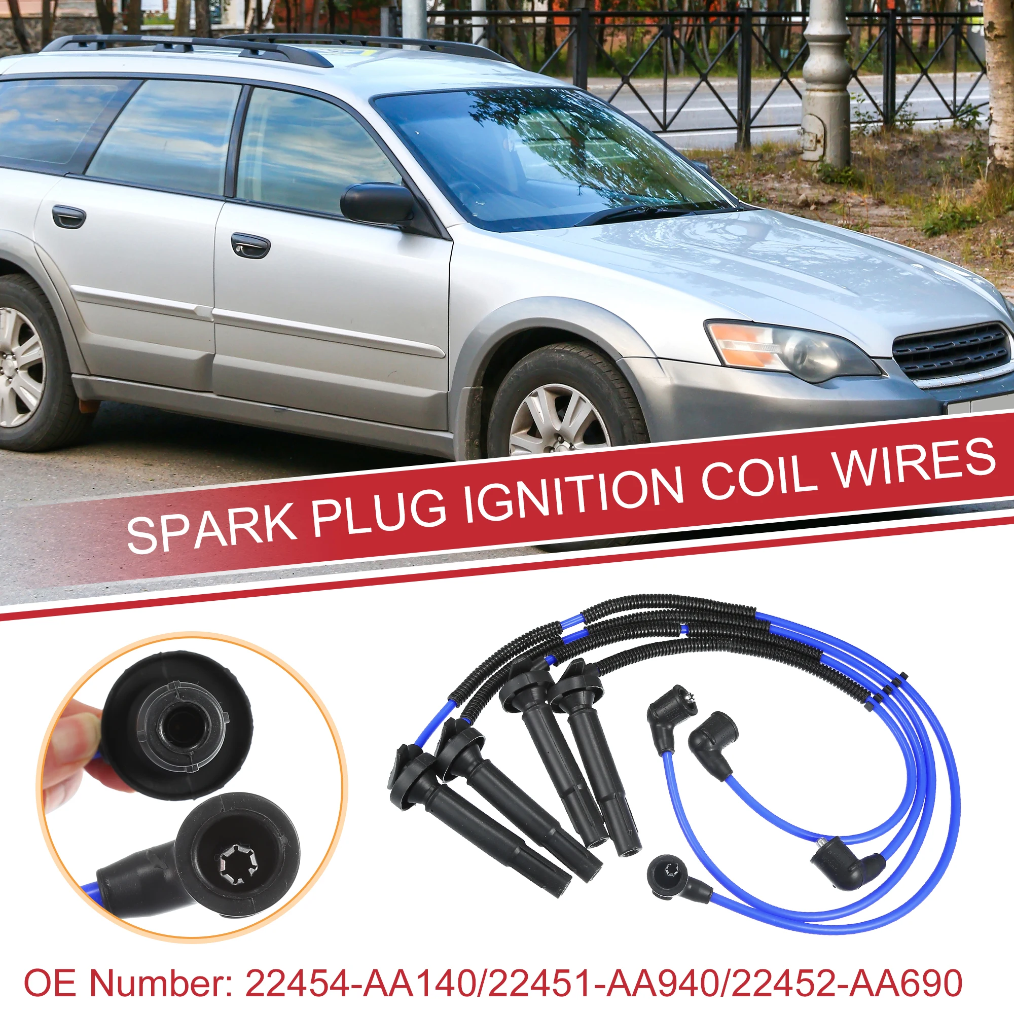 

UXCELL 4pcs Spark Plug Wire Ignition Coil Cable No.22454-AA140 for Subaru Forester