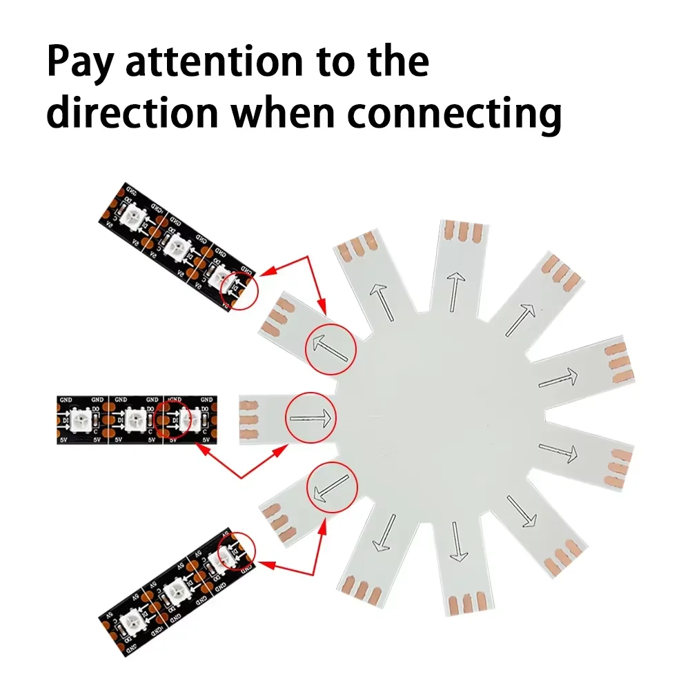 3Pin 1 Input Interface to 10 Output Interface Soft Board Free Soldering 10mm Connector for 2811 2812 2813 2815 5050 Light Strip