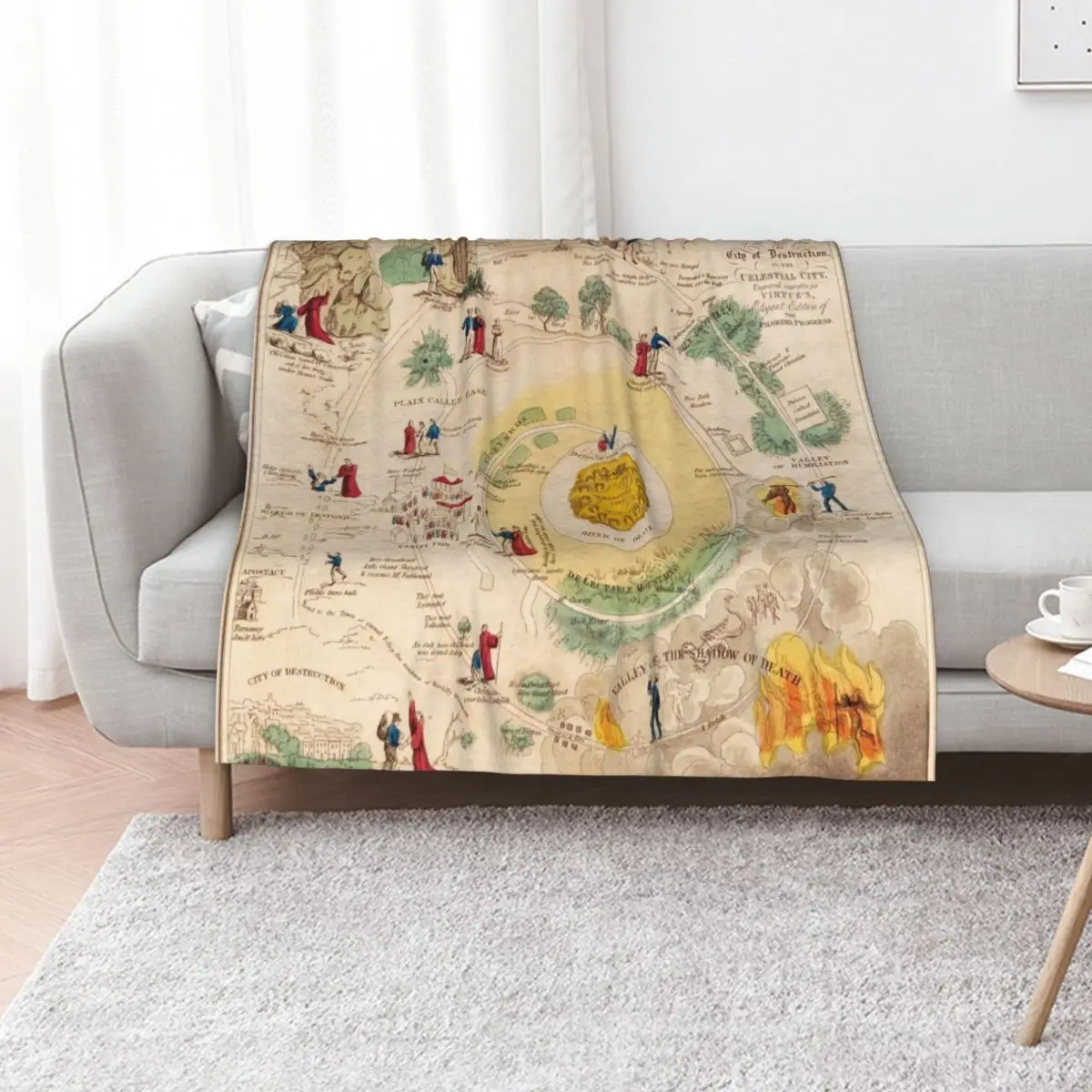1850 Antique The Pilgrim's Progress Map Throw Blanket Luxury St Thermal Summer Beddings Shaggy Luxury Brand Blankets