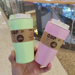 Travel Coffee Mug Eco-friendly Bamboo Fiber Coffee Cup Silicone Ring Lid Christmas Gift Mugs 420ml