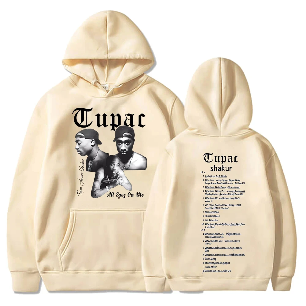 Rared-Sweats à capuche Tupac 2pac pour hommes et femmes, Streetwear Hip Hop, Pull imprimé Shakur, Sourire décontracté, Manches l