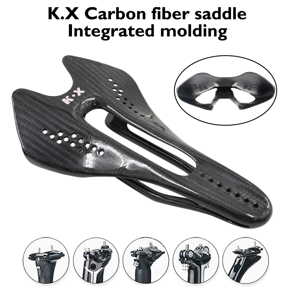 

K.X Integrated Carbon Fiber Saddle 3K Matte/Gloss, Suitable For Mountain/Road Bikes, 7x9/7x8mm, Bicycle Seat Cushion 124/134mm