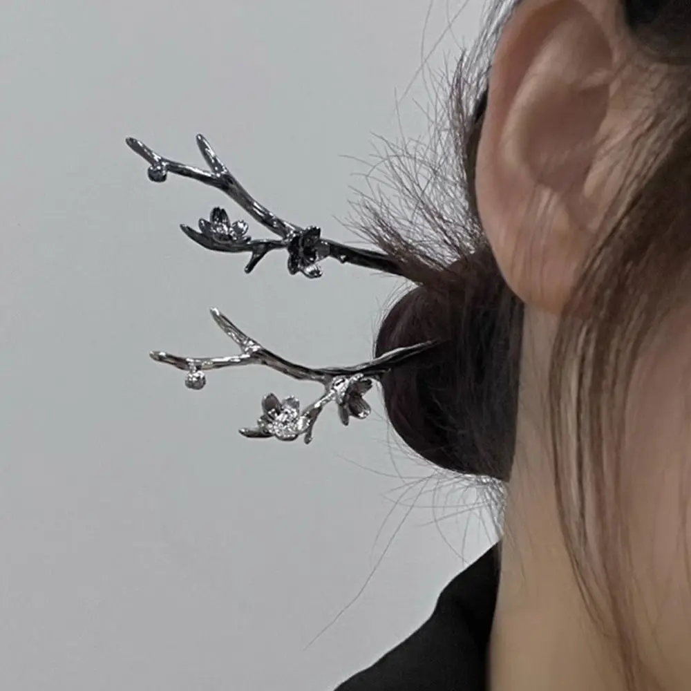 Stile coreano Nuovo copricapo Fermaglio per capelli Stile antico Forchetta per capelli cinese Fiore Bastoncini per capelli Donna Hanfu Forcine Fiore di pesco