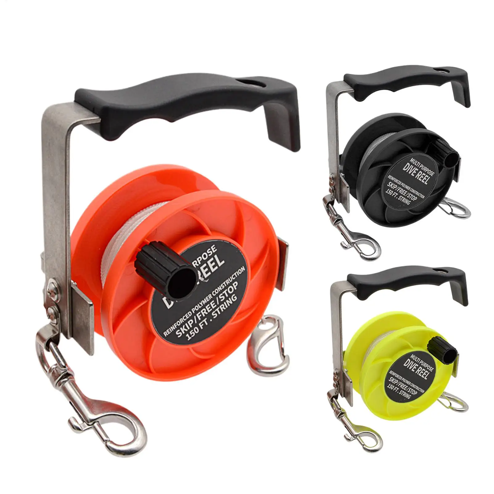 290ft Dive Reel with Adjustable Nylon Line Ergonomic Puller for Snorkeling Spearfishing, Underwater Boat Beach Use, Water Sports