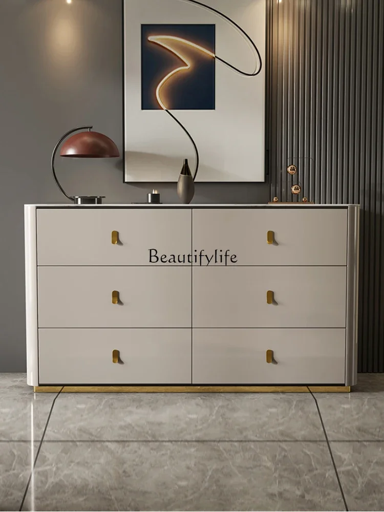 Cream Style Stone Plate Hallway Simple Storage Six Bucket Chest of Drawers Master Bedroom Wall Drawer Complete