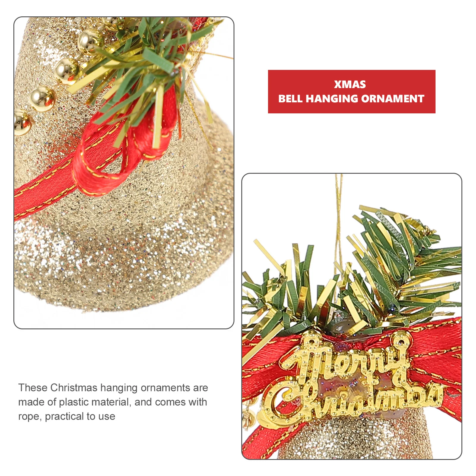 

6Pcs Christmas Bell Hanging Ornament Lightweight Xmas Tree Pendant Party Home Decoration Xmas Bell Hanging Ornament