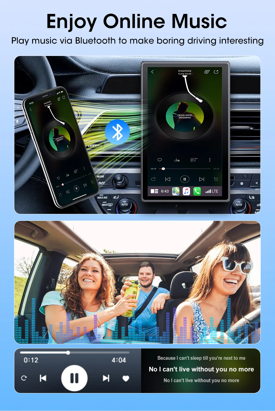 Jansite 9-Zoll-Autoradio mit vertikalem Bildschirm, Multimedia-Videoplayer, kabelloses Carplay, Android Auto, magnetische Halterung, Auto-Monitore, GPS – Detail 13