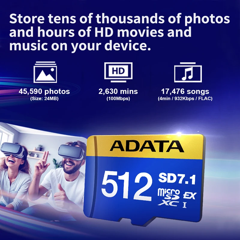 

Карта памяти ADATA Micro SDXC 7.1 Express Card, скорость чтения 800 МБ/с, видео 8K, 256 ГБ, 512 ГБ, профессиональная карта памяти с высокой производительностью