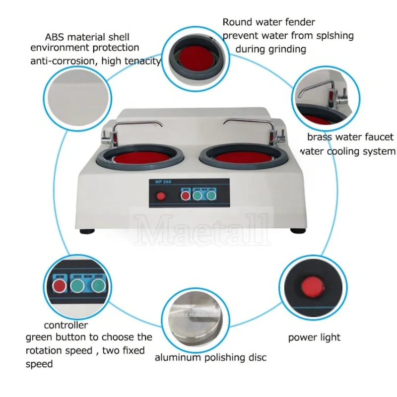 MP-260 Metallographic Grinder Polisher Equipment for Metal Sample Preparation