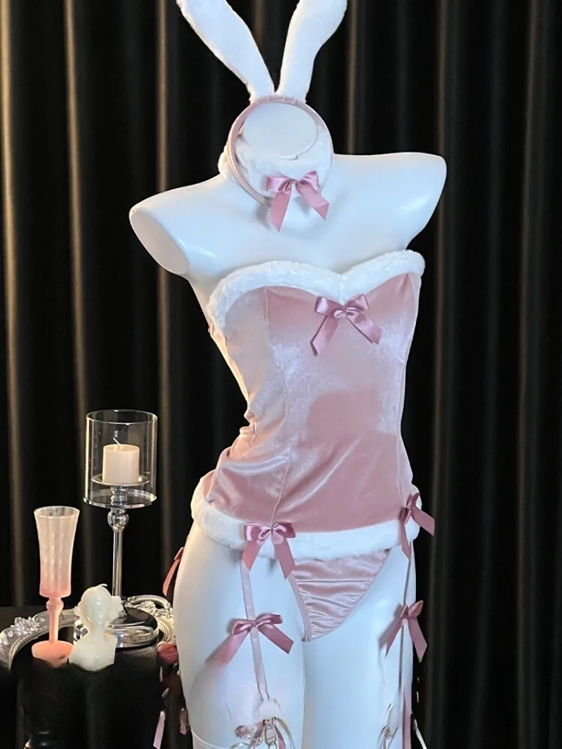 

Pink Bunny Girl Cosplay Costume,Sweet Sensual Roleplay Uniform,Romantic Pure Desire Outfit,Couple’s Fun Date Pajamas, Seductive