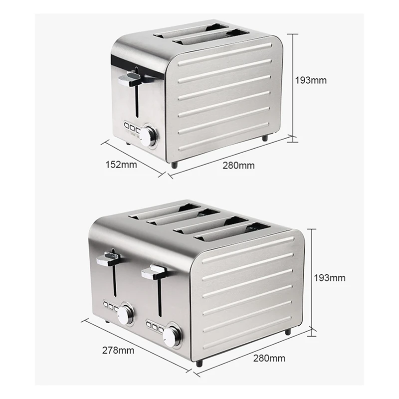 自動シャットオフと取り外し可能なドロップダウンクラムトレイを備えたトースター、EUプラグをキャンセル、非常に広いスロット