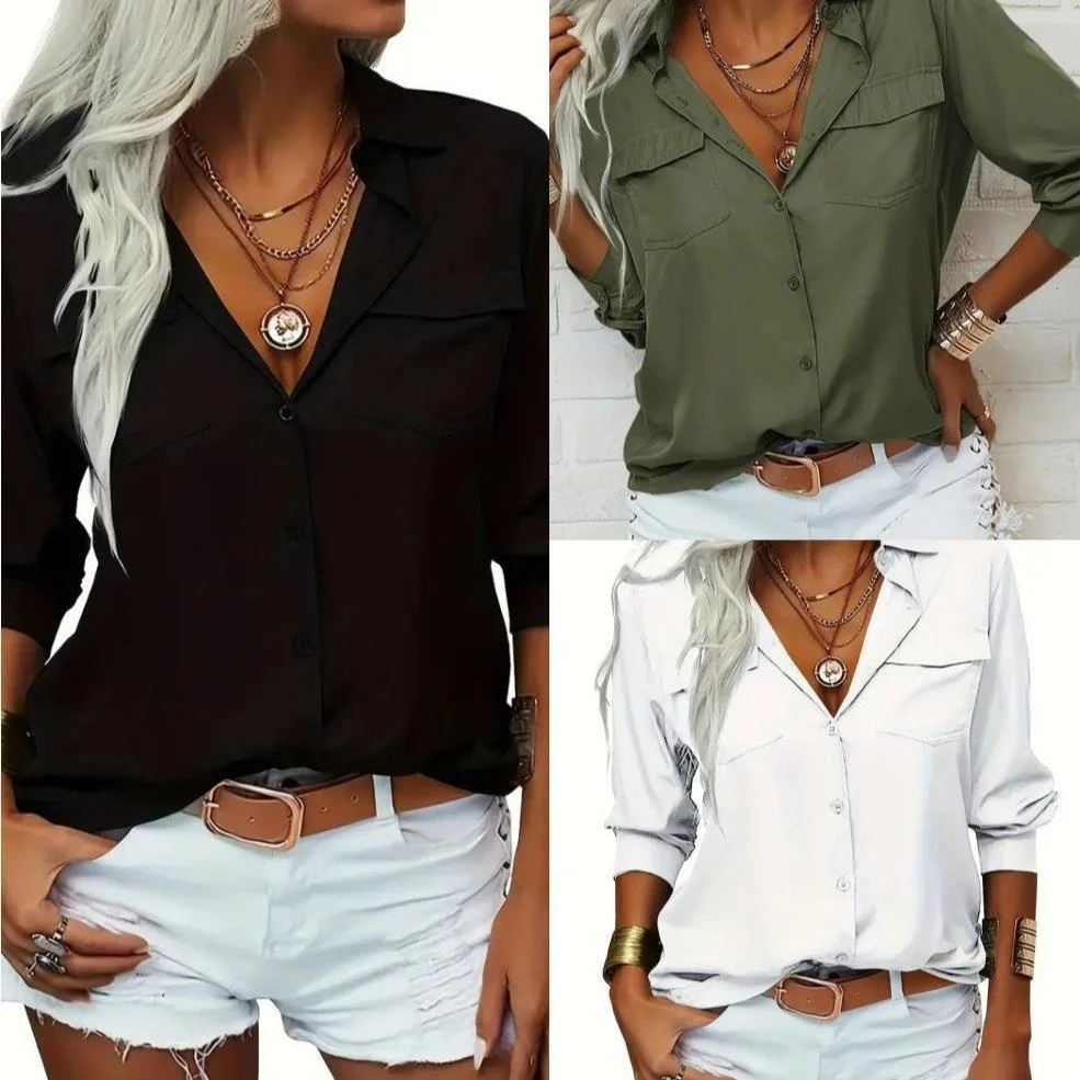 

Women's Black Long Sleeve Shirt with Collar Commute Style Micro Elasticity Other Fabric YK1021 Winter Collection