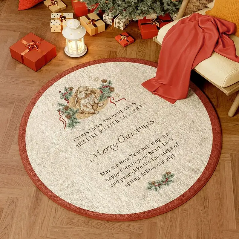 VIKAMA Christmas Flannel Rug Squirrel Strawberries Pinecone Bows Fluffy Area Carpet Rug for Bedroom Living Room New Year Decor