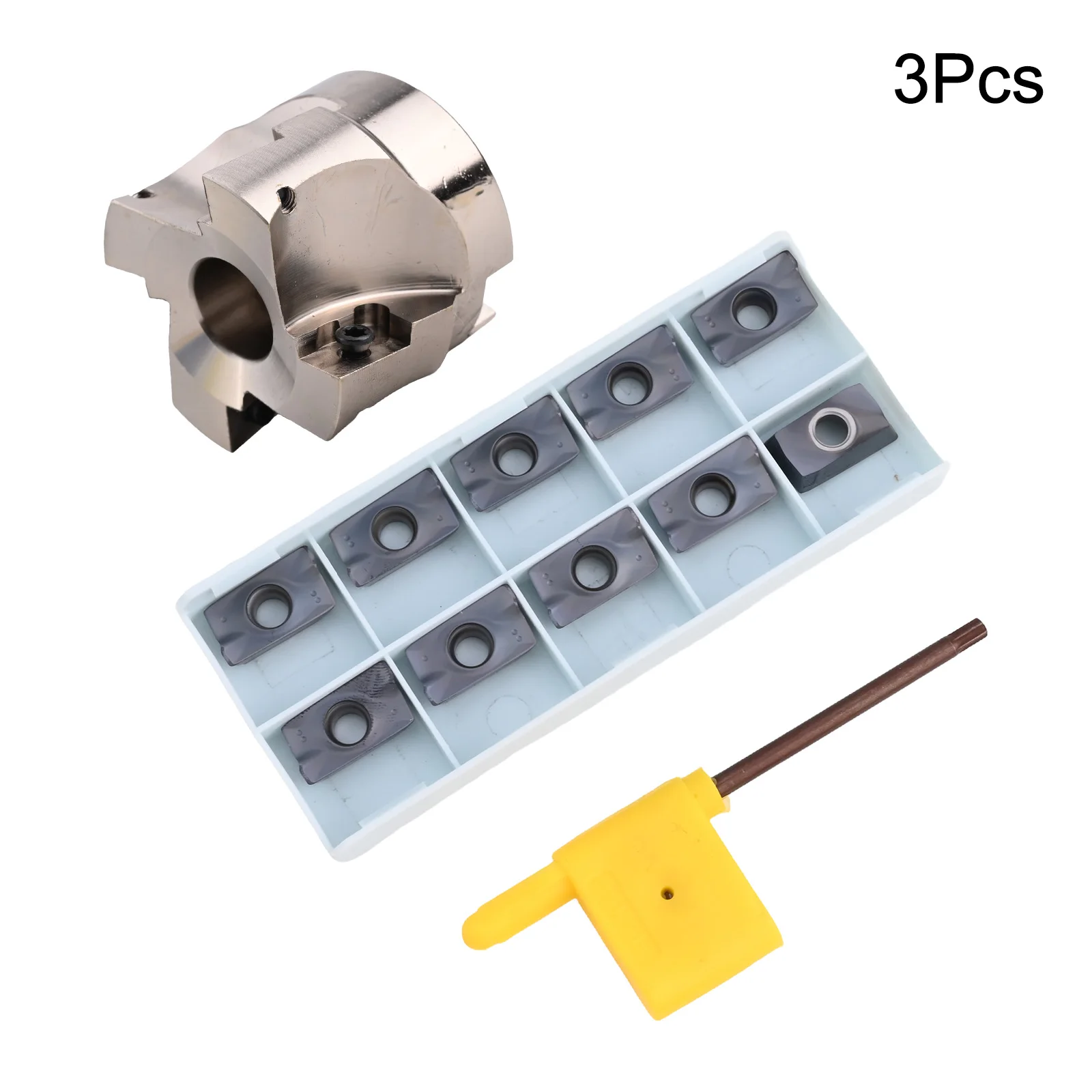 Aperture 12mm Indexable Face End Mill Heavy-duty CNC Milling High Rotation Rate Metal Construction T15 Wrench Included