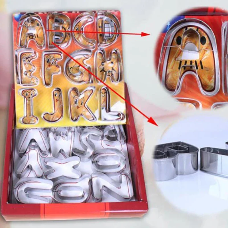 

26 pcs/set Capital Letters Fondant Cake Mold Sushi Mould Alphabet Cookie Cutter Baking DIY Tools